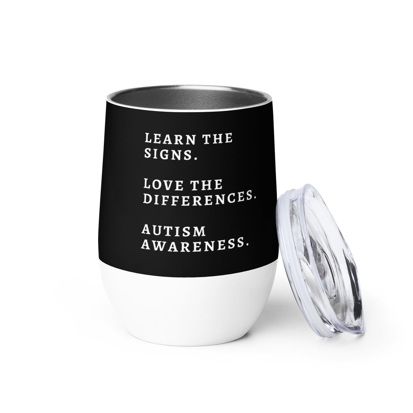 LEARN THE SIGNS | BLACK WINE TUMBLER